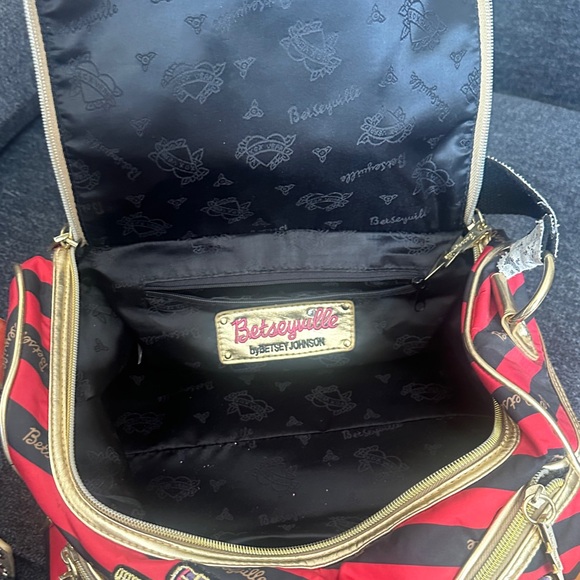 Betseyville Red & Black Stripe Cosmetic Satchel by Betsey Johnson - Picture 6 of 7